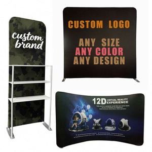10Ft Custom Logo Printed <b>Advertising</b> Stretch Pop up Wall Round Corner Custom Backdrop With Logo and Stand for Business 10X10 - Product Image 1