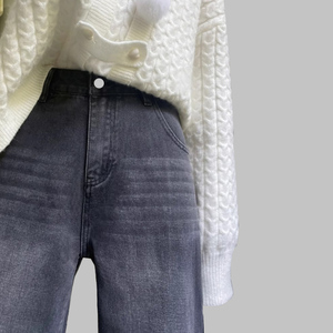 <span class=keywords><strong>Jeans</strong></span> mode d'été pour femmes <span class=keywords><strong>Jeans</strong></span> décontractés taille haute pour femmes <span class=keywords><strong>Jeans</strong></span> jambes larges jambes droites pour petites femmes - Product Image 4