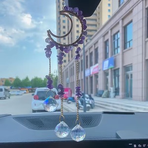 Esfera de Cristal Natural Tallada con Tema de Amor, Atrapasueños Colgante de Feng Shui, Decoración Curativa de Amatista y Cuarzo Rosa para el Hogar - Product Image 4