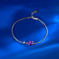 Bracelet de luxe pour femme avec améthyste incrustée, design original, cadeau d'anniversaire parfait, hexagramme, goutte d'eau