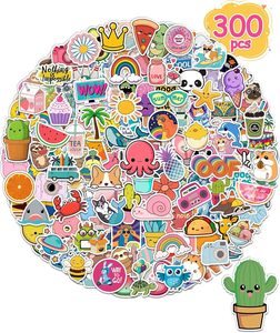 สติกเกอร์สำหรับเด็ก 300 ชิ้น สติกเกอร์ไวนิลกันน้ำน่ารักสำหรับขวดน้ำ - Product Image 1