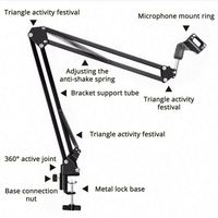 3,5mm Kabelgebundenes Kondensatormikrofon SM-BM3.5P Set mit Mikrofonständer, Stoßdämpferhalterung, Pop-Filter-Kit - Metall-Kunststoff Geräuschunterdrückung Professionell