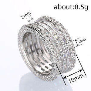 Anillos de eternidad T0232 para mujer, con circonita cúbica creada en laboratorio, corte esmeralda, engaste en canal, anillos de moda para boda. - Product Image 4