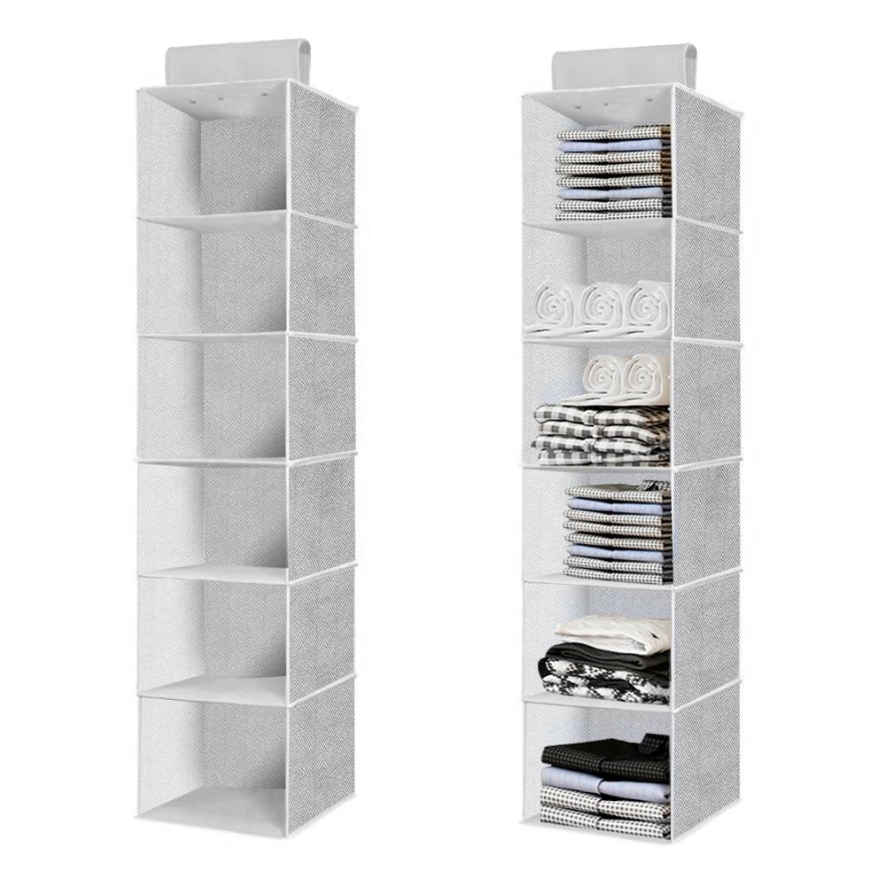 6-Shelf Scaffali Non tessuto Pieghevole Armadio Pensile Cubby Hanging Closet Organizer per il Maglione della borsa di Stoffa