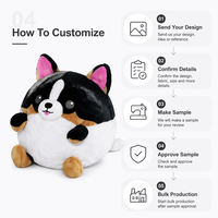 Peluche chien Corgi mignon en coton PP, jouet anti-stress, emballage personnalisé, logo, cadeau, faible MOQ, service OEM ODM, le meilleur