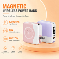 Batterie externe 10000mAh, batterie externe magnétique sans fil, double entrée, prise AC et type C, avec charge de montre connectée, 7 couleurs