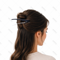 Peigne à cheveux en aluminium noir oxydé, modèle FJ1038, pour le coiffage en salon