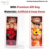 Vente en gros des meilleurs cadeaux pour la Saint-Valentin, ours en peluche fait main, bouquet de roses artificielles en savon, boîte cadeau, cadeau pour la fête des mères, décoration de mariage