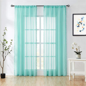 <span class=keywords><strong>Rideau</strong></span> en Voile avec <span class=keywords><strong>pompon</strong></span>, décoration pour la maison, en Tulle noir, livraison gratuite - Product Image 5