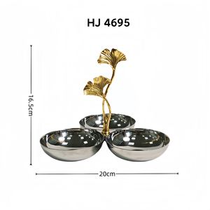 Plateau à collation multi-compartiments en acier inoxydable - Design élégant en forme de feuille de Ginkgo - Ensemble de mobilier de bar pour usage commercial - Product Image 4
