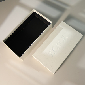 MOJIU Luxury Simple <b>Rectangular</b> Custom Logo Covered Cardboard Jewelry Box Embossed Lid for Earrings Perfume Essential Oil - Product Image 2