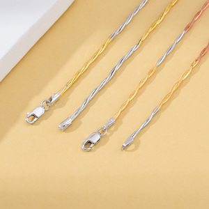 Collar <span class=keywords><strong>de</strong></span> cadena <span class=keywords><strong>de</strong></span> clavícula <span class=keywords><strong>de</strong></span> plata 925 para mujer, solidez tricolor chapado en oro, hueso <span class=keywords><strong>de</strong></span> anís, estilo romántico, enlace trenzado, regalo <span class=keywords><strong>de</strong></span> boda - Product Image 4