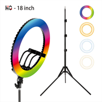 Kit Pencahayaan Fotografi Selfie Profesional HQ-18 untuk Youtube Tiktok Siaran Langsung Streaming 18 LED Ring Light dengan Stand