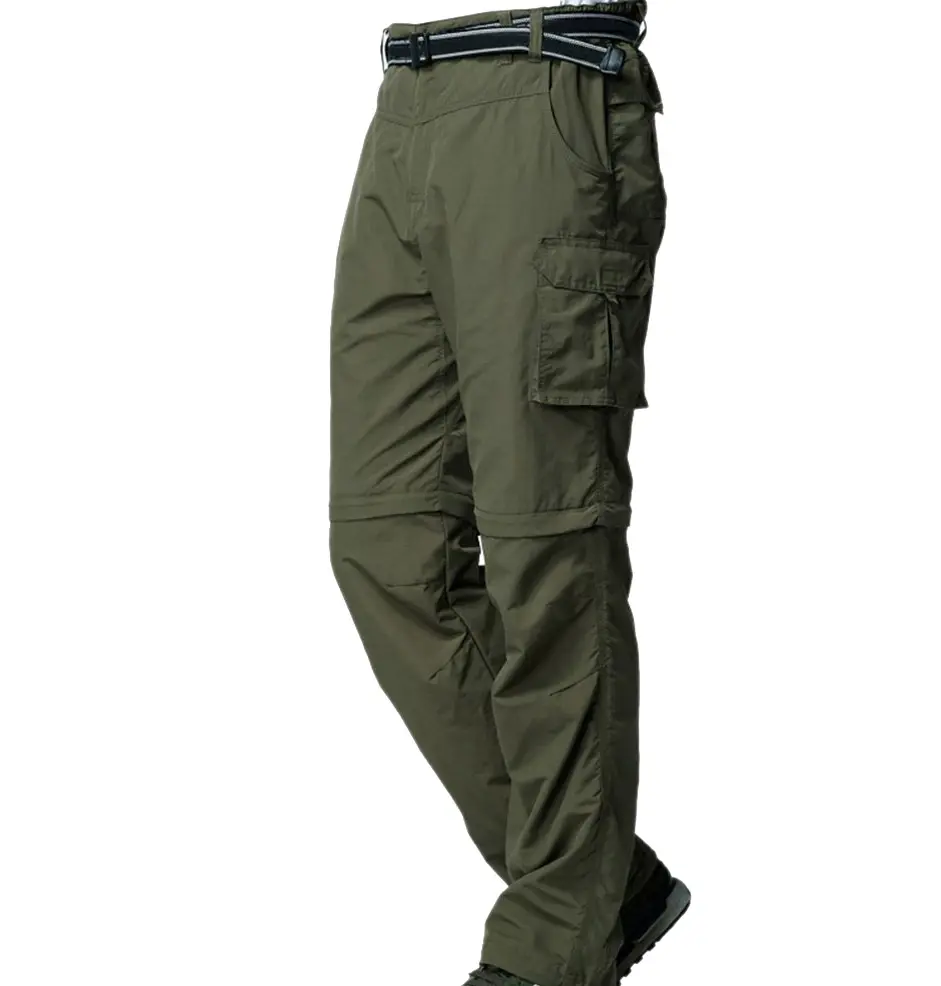 Oem卸売ポリエステル耐久性のある男性のハイキングパンツコンバーチブル軽量のジップオフ屋外upf 40クイックドライ釣り貨物パンツ