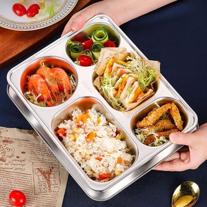 Gran oferta, fiambrera <span class=keywords><strong>Rectangular</strong></span> multicelda de acero inoxidable 304, venta al por mayor, contenedor de almacenamiento de alimentos con tapa - Product Image 4