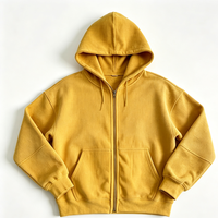 Sweat à capuche ample en coton brodé et perlé pour homme, à épaules tombantes, hiver, décontracté, uni, personnalisé, en maille gaufrée, zippé, épais, marque privée, OEM