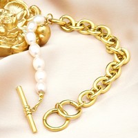 Bracelets et joncs en perles d'eau douce de marques célèbres en or 18 carats, accessoires de mode