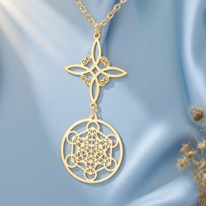 Collar con Colgante Metatrón <span class=keywords><strong>de</strong></span> Nudo <span class=keywords><strong>de</strong></span> Bruja en Acero Inoxidable Vintage Myshape, Joyería <span class=keywords><strong>de</strong></span> Moda Geométrica Mística Espiritual, Amuleto <span class=keywords><strong>de</strong></span> <span class=keywords><strong>Buena</strong></span> <span class=keywords><strong>Suerte</strong></span> - Product Image 3