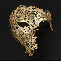 Masques en métal dorés pour couples, masques de mascarade, Halloween, Mardi Gras, ensemble de masques en cristal, cosplay, fête, bal, mariage, bal de promo, masques théâtraux