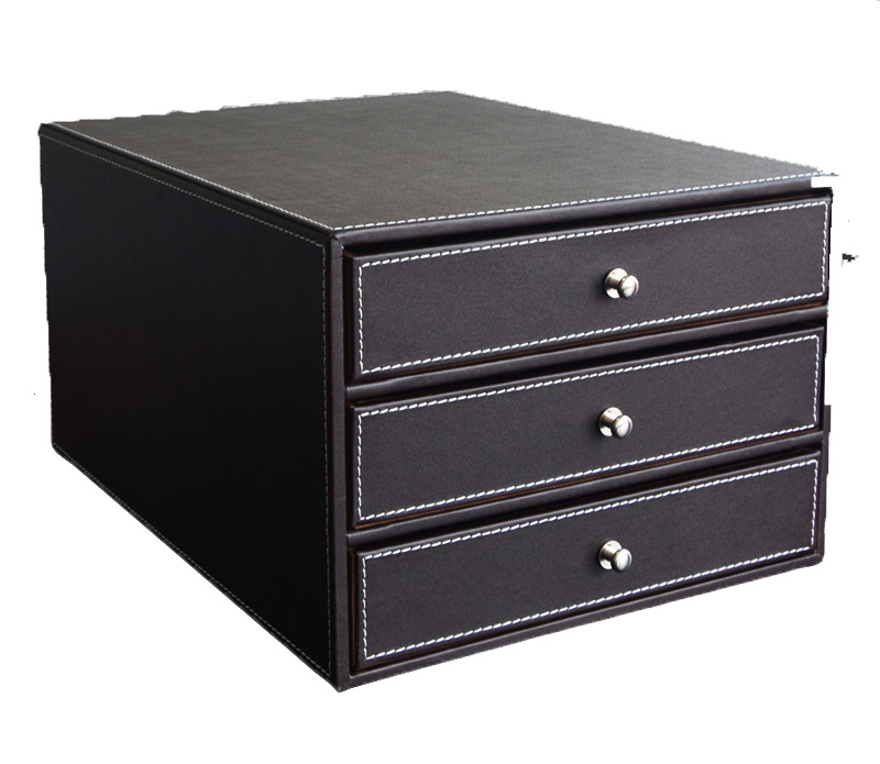 Высококачественный кожаный настольный шкаф, трехуровневый ящик типа A4 для хранения информации и документов, деловые офисные принадлежности