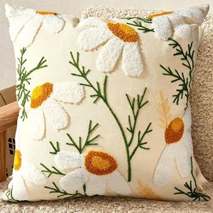 Funda de almohada de algodón con diseño de girasol, estilo minimalista moderno, última funda de cojín de girasol para sofá de sala de estar. - Product Image 1