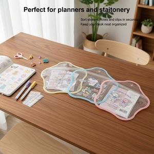 Bolsas de Almacenamiento con Cierre Ondulado, Forma de Nube Irregular, Bolsa Organizadora Transparente, Reutilizable, Impermeable, para Papelería, Diseño de Dibujos Animados - Product Image 3