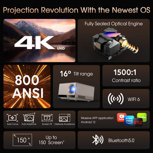 Nuevo Proyector <span class=keywords><strong>de</strong></span> Cine en Casa Nativo 4K <span class=keywords><strong>de</strong></span> 800 ANSI con WiFi 6, 2 GB <span class=keywords><strong>de</strong></span> RAM, LED Inteligente, Enfoque Automático, Altavoz Integrado <span class=keywords><strong>de</strong></span> 16 W, para Negocios y Cine - Product Image 6