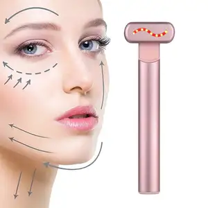 Factory 4 in 1 Facial Skincare Tool Red Light Therapy Device EMS Microcurrent Face Massage LED Anti-Aging Eye Face Beauty Wand