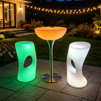 Table ronde amovible en plastique LLDPE avec LED lumineuses, portable, alimentée par énergie solaire, télécommande, 16 couleurs RVB, table de dîner lumineuse pour événements