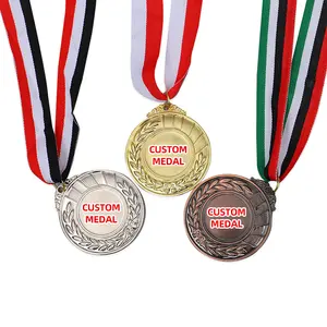 RENHUI Design in lega di zinco rame Souvenir artigianato in metallo medaglie e trofei personalizzati con nastro