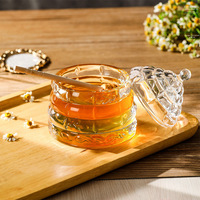 Frascos de Vidrio Cónicos Redondos Estilo Occidental para Almacenamiento de Cosméticos, con Tapa de Vidrio y Juego de Cucharas de Madera para Jarabe y Miel, Uso Doméstico