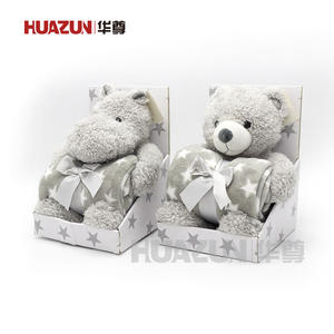 2021 nuovo arrivo Farcito molle animale del fumetto ippopotamo con coperta del bambino - Product Image 2