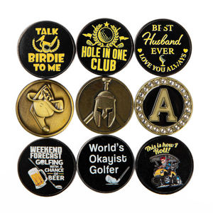 Marqueurs de balle de golf en métal personnalisés, vente en gros, jetons de poker pour le golf, marqueurs de balle de golf en alliage métallique - Product Image 4