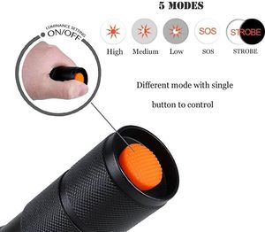 Lampe torche LED Q5 1000 Lumens rechargeable avec zoom, fonction choc et lanterne de poche – Vente en gros - Product Image 2
