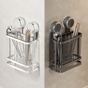 Wall Mounted Suction Cup Chopstick Holder Rectangle Multi Function Kitchen Storage Rack With Drawer For Utensils And Chopsticks - Product Image 2