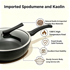 <span class=keywords><strong>Wok</strong></span> en céramique pleine, non revêtue, de 33 cm, poêle à frire en céramique solide pour cuisinière à gaz, sûre et saine - Product Image 6