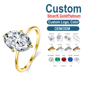 Elegante Anillo de Plata de Ley S925 con Moissanita Ovalada de 4.<span class=keywords><strong>5</strong></span> Quilates y Engaste de Cuatro Puntas para Mujer - Product Image 1