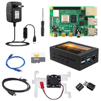 Kit de développement Raspberry Pi 4B avec boîtier et écran, mémoire 2 Go, 4 Go, 8 Go, 16 Go, système d'exploitation Linux, ventilateur, kit pour créateurs, interface USB