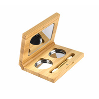 Boîtier compact en bambou écologique avec miroir, rechargeable, emballage de maquillage durable pour palette de fards à paupières
