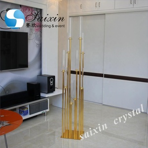 Saixin Wedding Decoration <strong>Tall</strong> <strong>Candle</strong> Stand 9 Arms Gold Metal Candelabra - Product Image 4