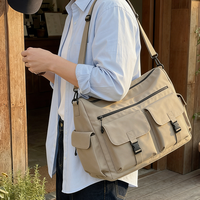 Sac fourre-tout en toile tendance avec poche diagonale zippée, grande capacité, sac à bandoulière double couche, sac de maman, logo personnalisé