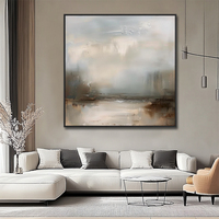 Peinture murale moderne neutre personnalisée, peinture abstraite sur toile peinte à la main, peinture de paysage marin encadrée