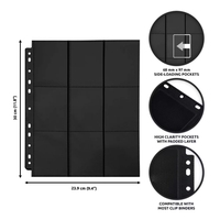 Torson PP noir carte à collectionner reliure à anneaux 11 trous Double face 9 poches couverture en PVC carte chargeur latéral stockage Album Pages titulaires