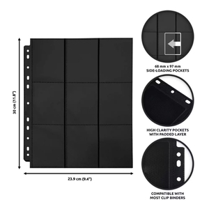 Torson pp đen giao dịch thẻ Nhẫn chất kết dính 11 lỗ đôi bên 9 Túi PVC bìa thẻ bên loader lưu trữ album trang chủ sở hữu - Product Image 2