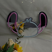 Miroir de maquillage décoratif en bois abstrait en forme de lapin, alimenté par USB, éclairage d'ambiance pour bars à domicile (2 pièces IP42)