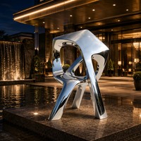 Escultura Geométrica Contemporánea de Acero Inoxidable Pulido de Lujo, Música y Amor, para Espacios Públicos Corporativos, Día Nacional