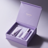 Boîte magnétique personnalisée et boîte cadeau bleue pour ensemble de soins de la peau et emballage de luxe avec pelliculage brillant