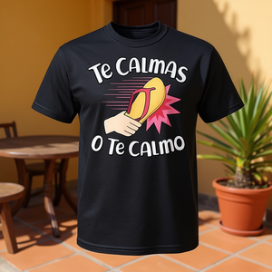 Camiseta con expresión de mamá mexicana en español: Te Calmas O Te Calmo - Product Image 3