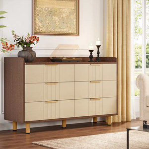 <span class=keywords><strong>Commode</strong></span> à 6 tiroirs en bois brun moderne, 120 cm, écologique, durable, gain de place, pour le rangement dans la chambre à coucher - Product Image 3