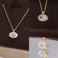 Collier tendance haut de gamme en or massif 14 carats avec pendentif en moissanite et chaîne à maillons pour fiançailles, mariage, anniversaire et cadeaux de fête